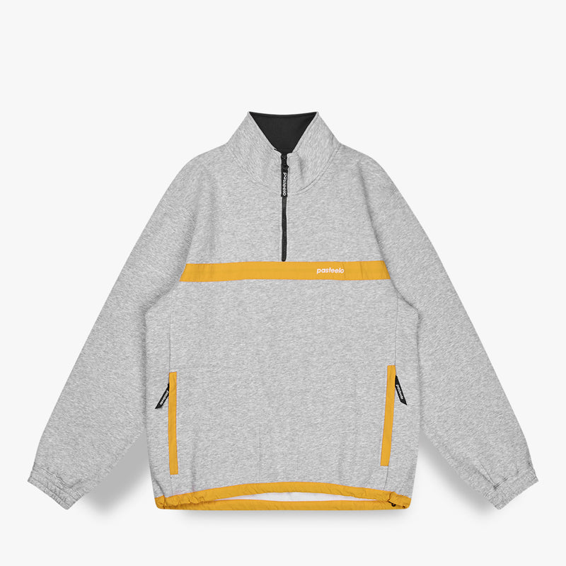 CONTRAST QTR ZIP - HEATHER GREY/GOLD