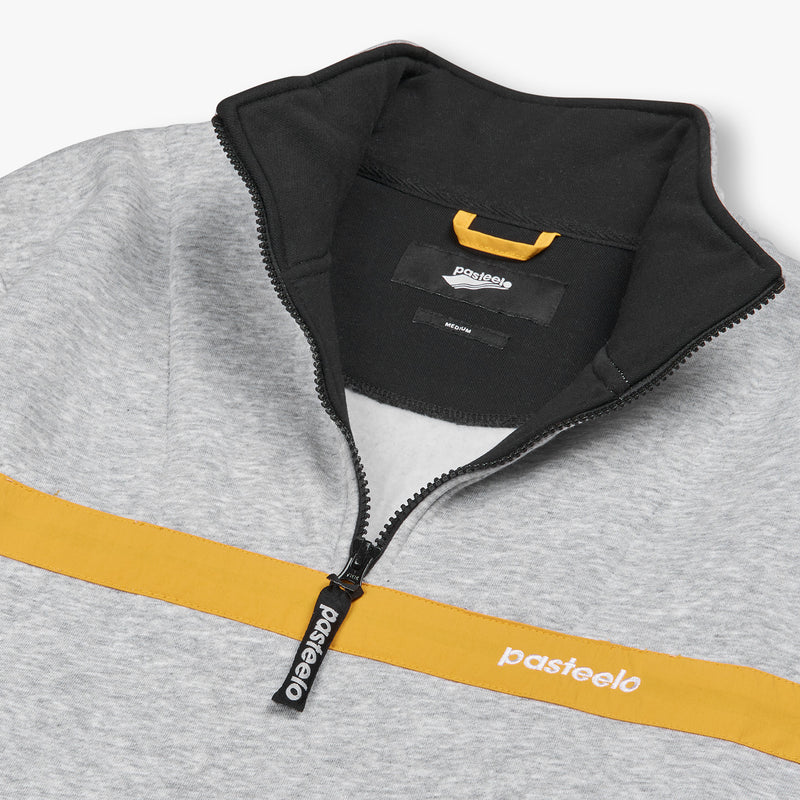 CONTRAST QTR ZIP - HEATHER GREY/GOLD