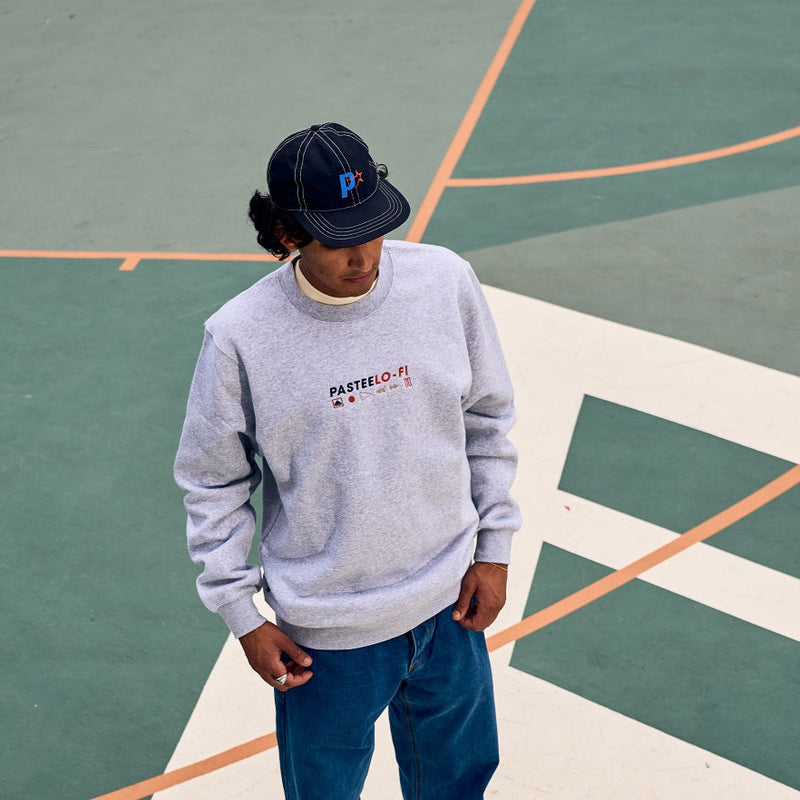 LO-FI EMB CREWNECK - HEATHER GREY
