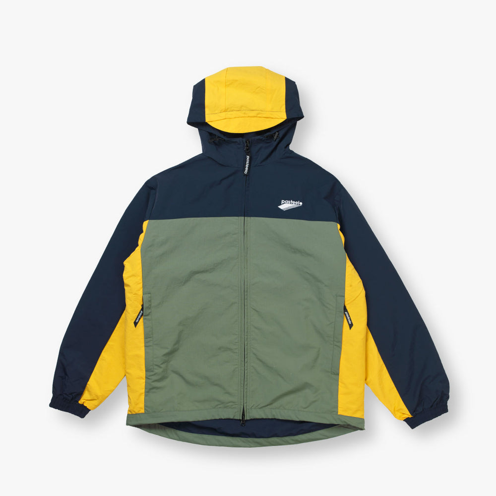 HOODED WINDBREAKER - NAVY/OLIVE/GOLD