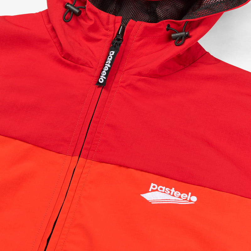 HOODED SHELL JACKET - RED/ORANGE