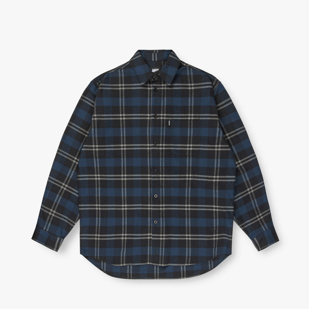 COTTON FLANNEL SHIRT - NAVY/BLACK PLAID