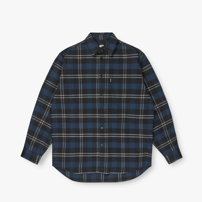 COTTON FLANNEL SHIRT - NAVY/BLACK PLAID