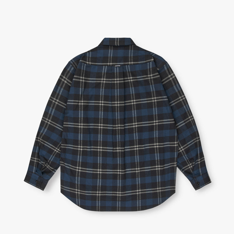COTTON FLANNEL SHIRT - NAVY/BLACK PLAID