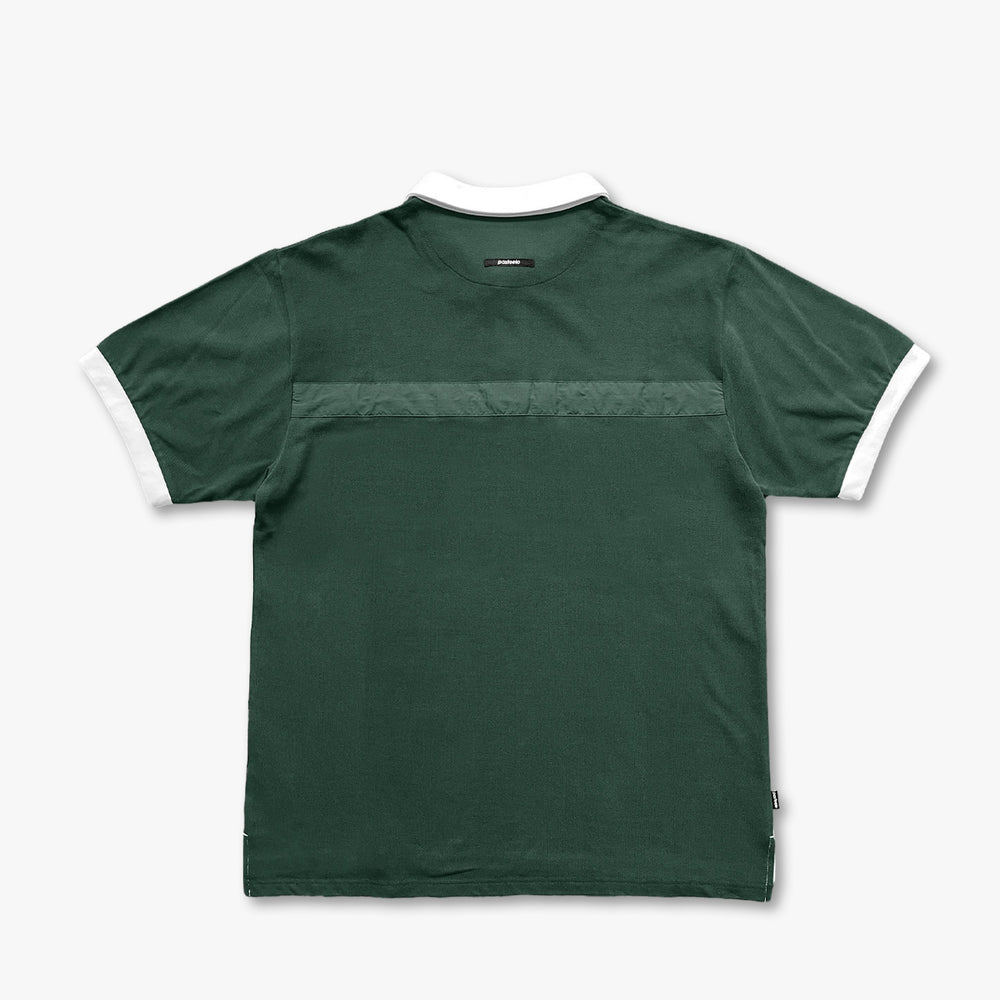 STRIPE POLO SHIRT - FOREST/WHITE
