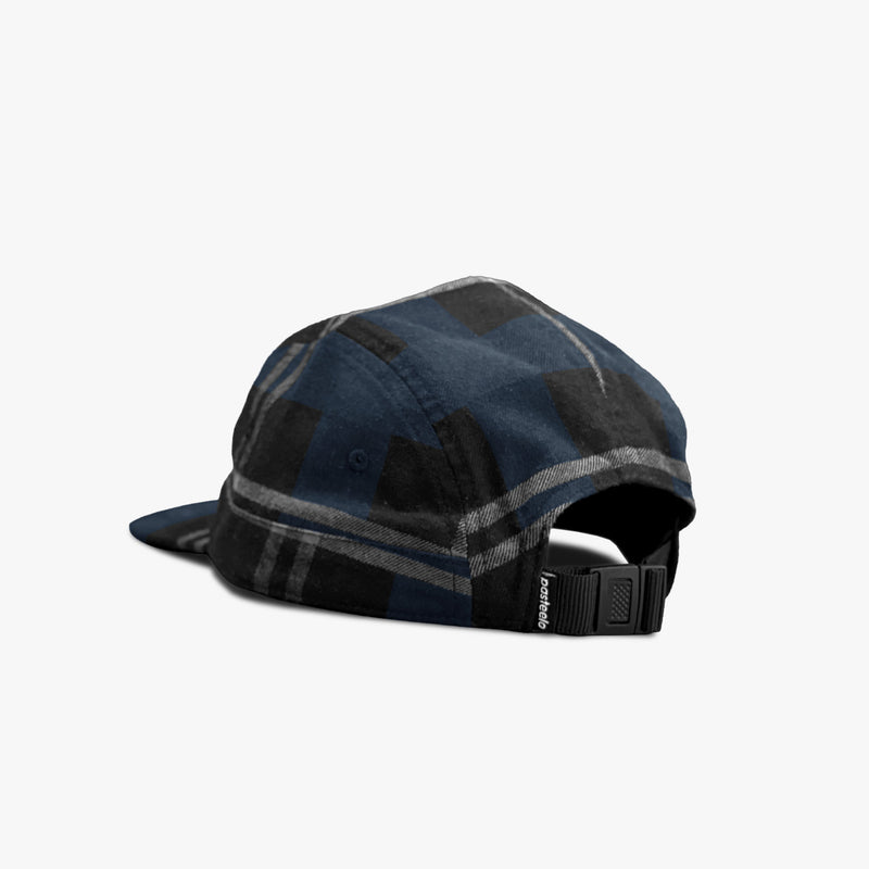 COTTON FLANNEL 5 PANEL CAP - NAVY/BLACK PLAID