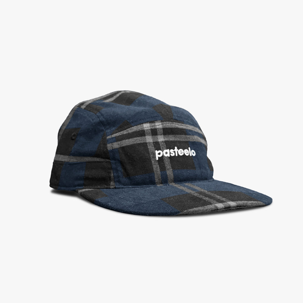 COTTON FLANNEL 5 PANEL CAP - NAVY/BLACK PLAID