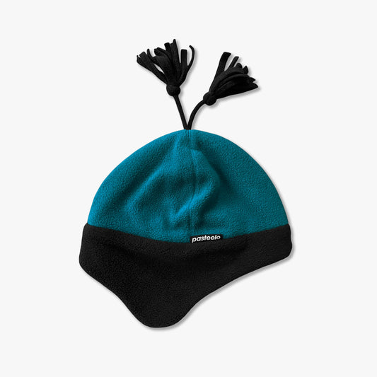 POLARFLEECE EAR FLAP BEANIE - DARK TEAL/BLACK