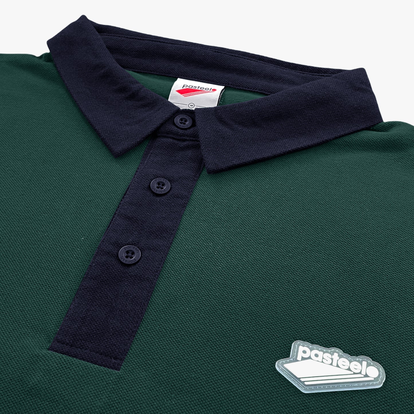 POLO SHIRT L/S - FOREST/NAVY